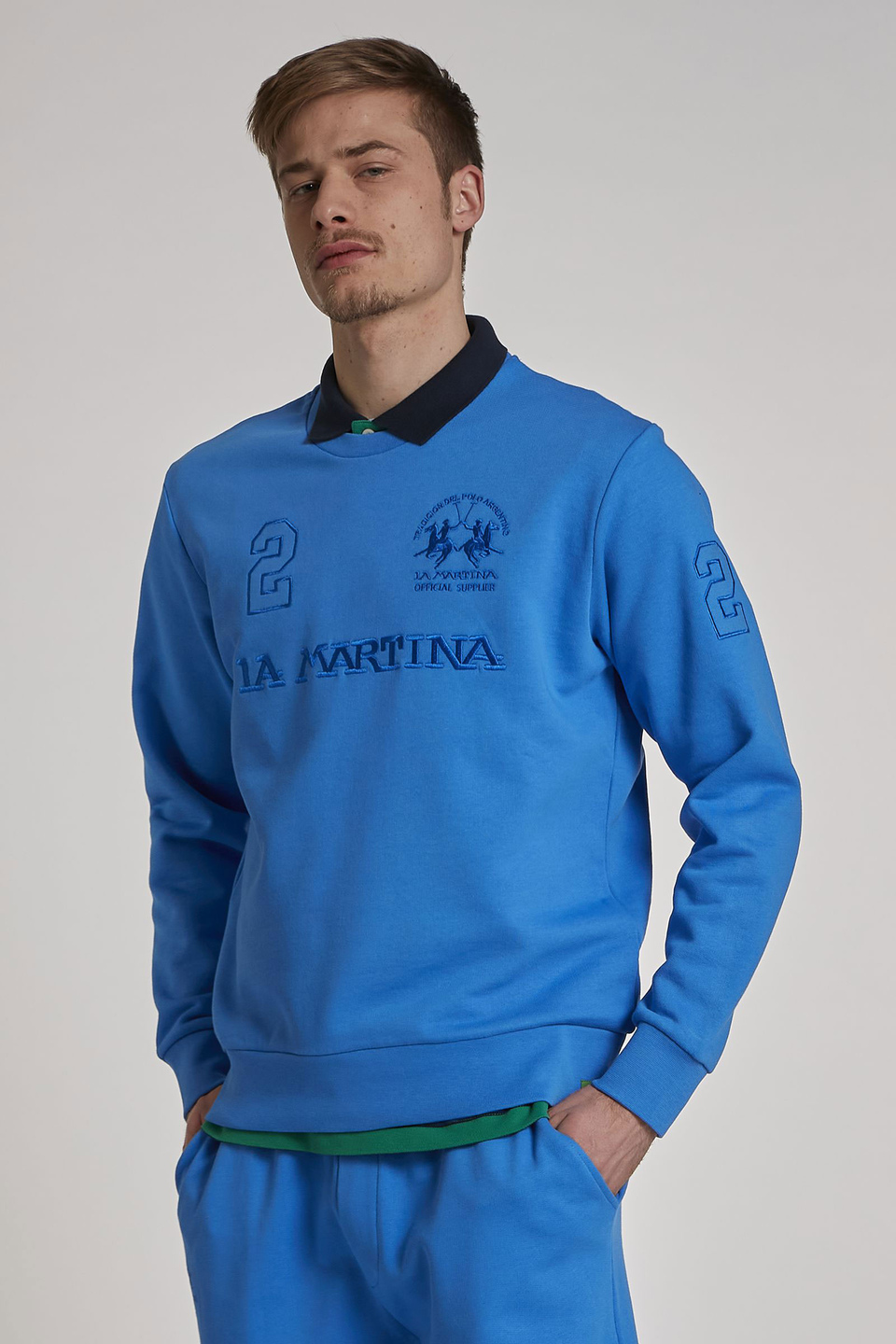 Sweat-shirt ras de cou homme en coton coupe classique - La Martina - Official Online Shop
