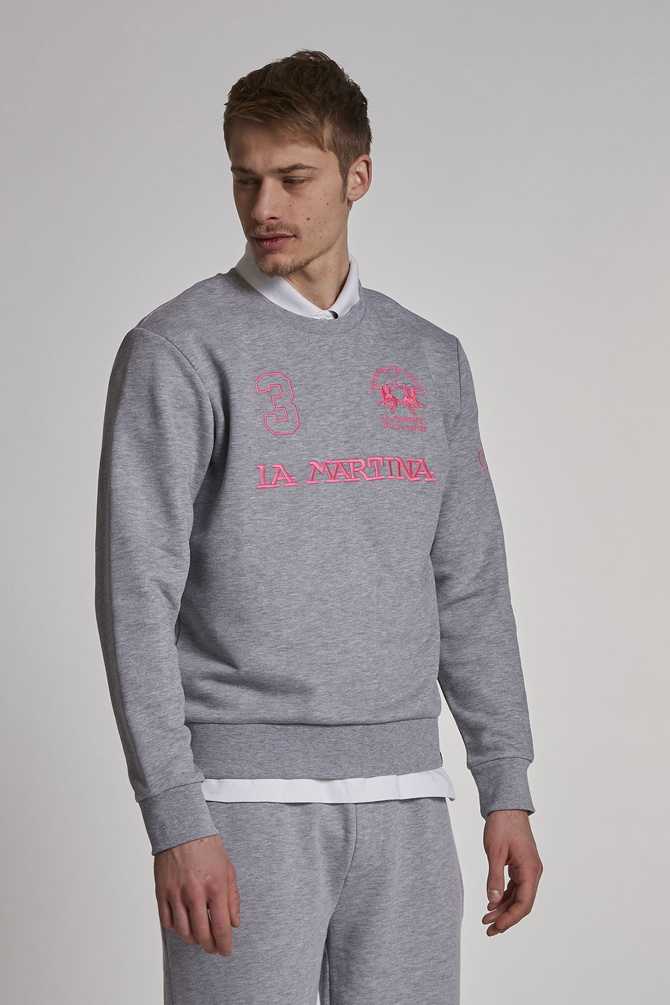 Herren-Sweatshirt mit Rundhalsausschnitt aus Baumwollmix im Regular Fit - La Martina - Official Online Shop