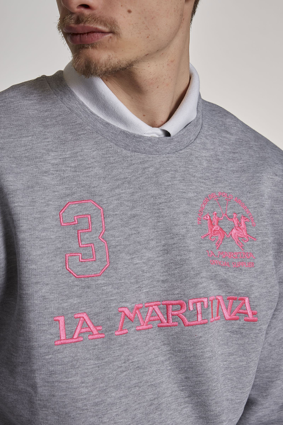 Sweat-shirt ras de cou homme en coton mélangé coupe classique - La Martina - Official Online Shop