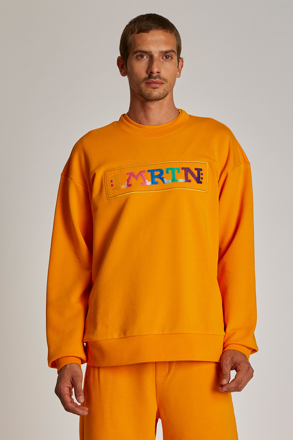 Men's oversized round-neck sweatshirt in 100% cotton fabric - La Martina - Official Online Shop