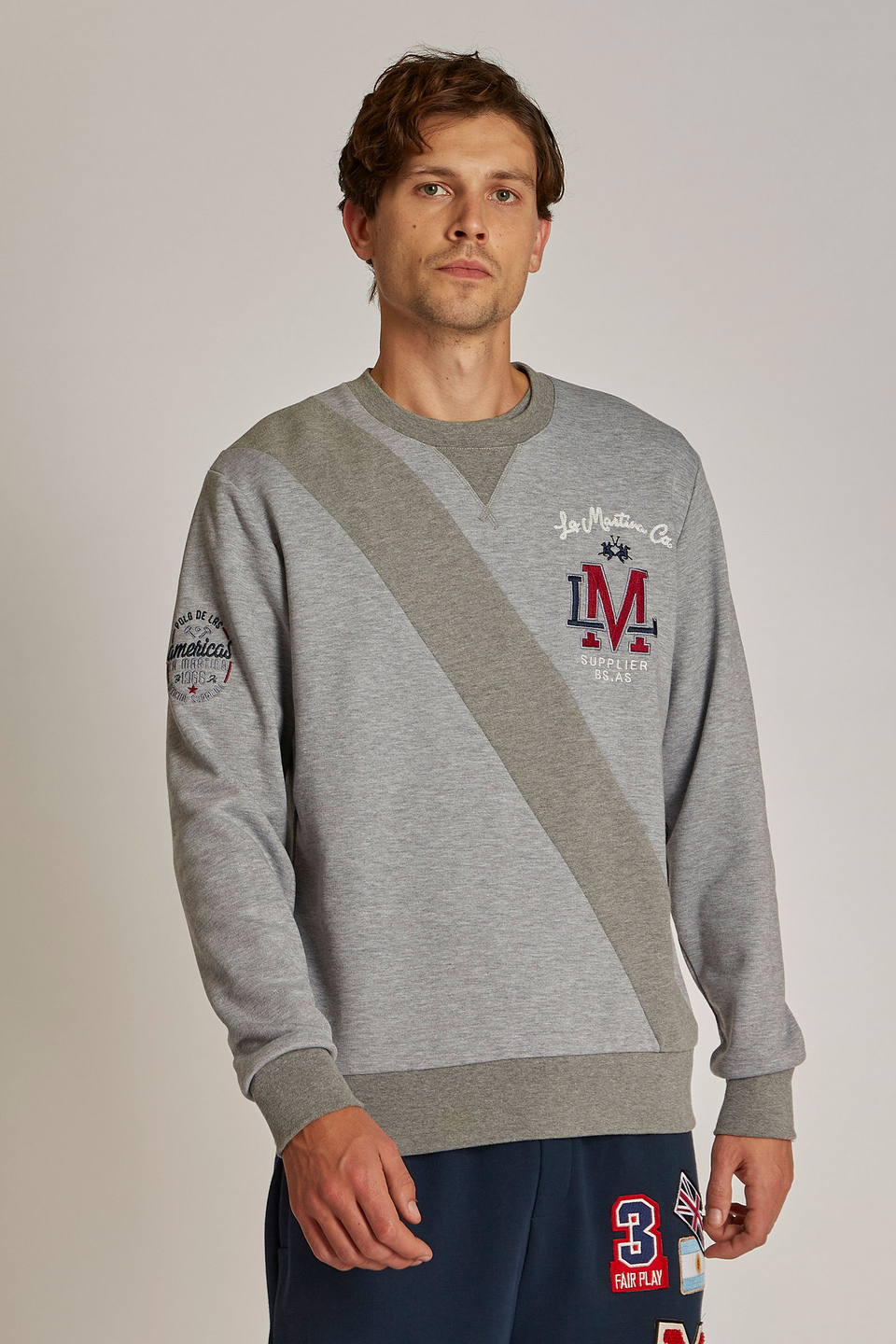Sweat-shirt homme 100% coton, à encolure ronde et coupe classique - La Martina - Official Online Shop