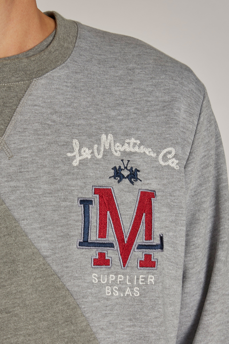 Men's regular-fit round-neck sweatshirt in 100% cotton fabric - La Martina - Official Online Shop