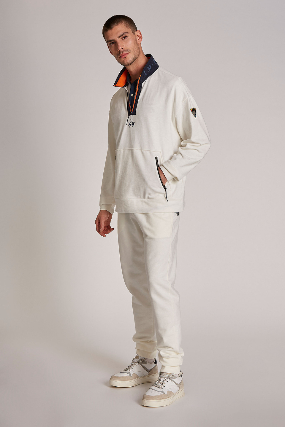 Sudadera de hombre de algodón 100 % con cierre de cremallera, modelo holgado - La Martina - Official Online Shop