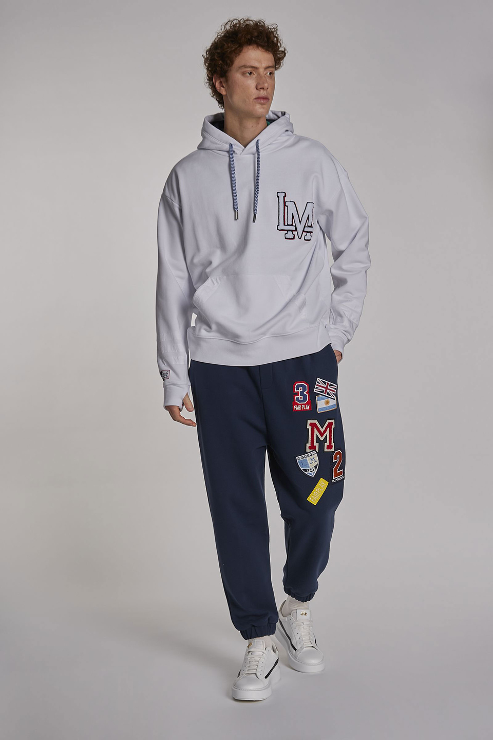Men's comfort-fit cotton-blend hoodie - La Martina - Official Online Shop