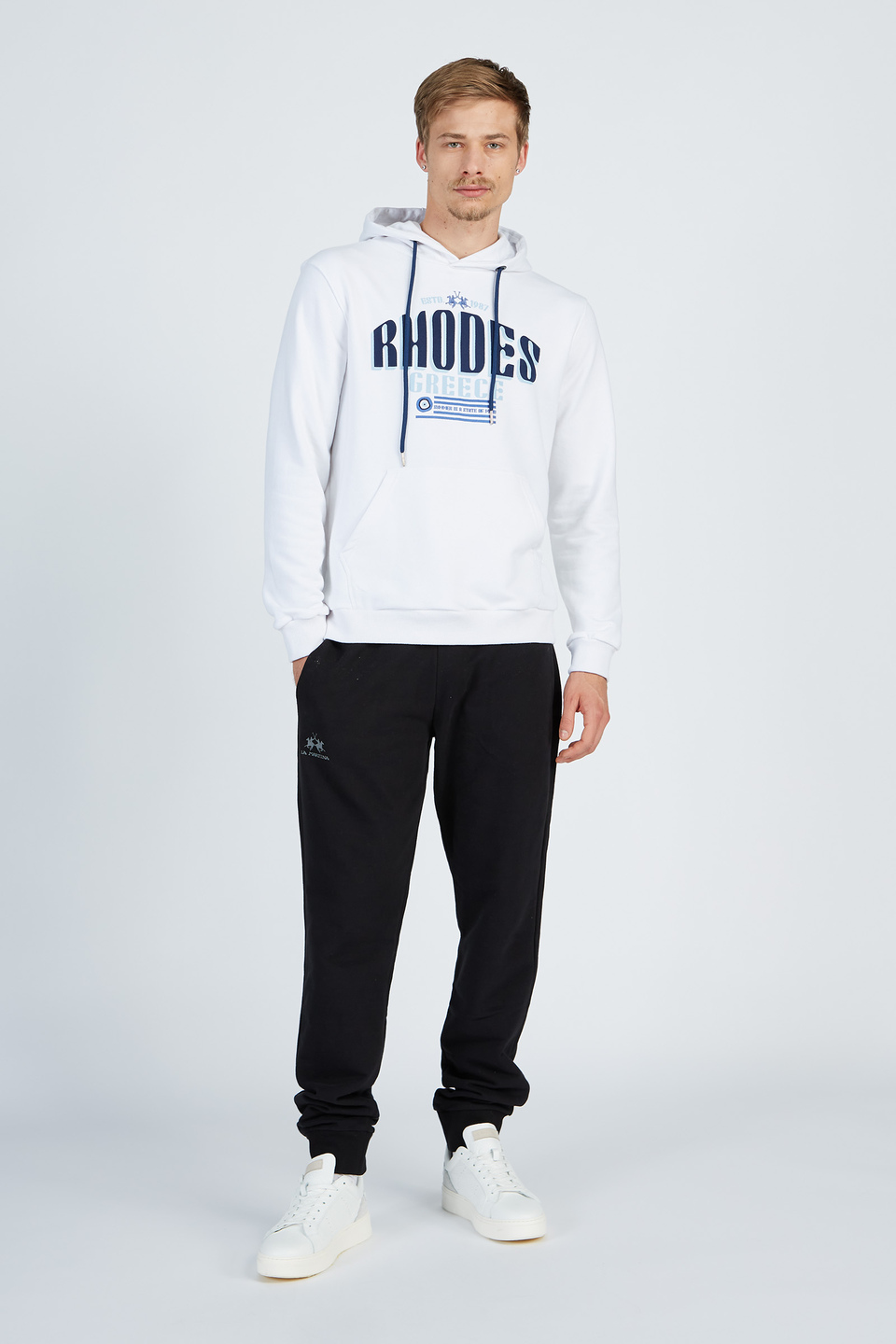 Men's cotton hoodie with a front pocket - La Martina - Official Online Shop