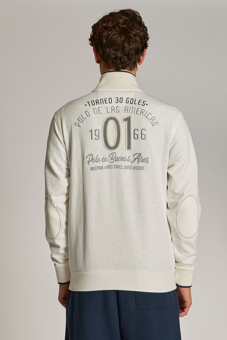 Men's regular-fit zip-up sweatshirt in 100% cotton fabric - La Martina - Official Online Shop