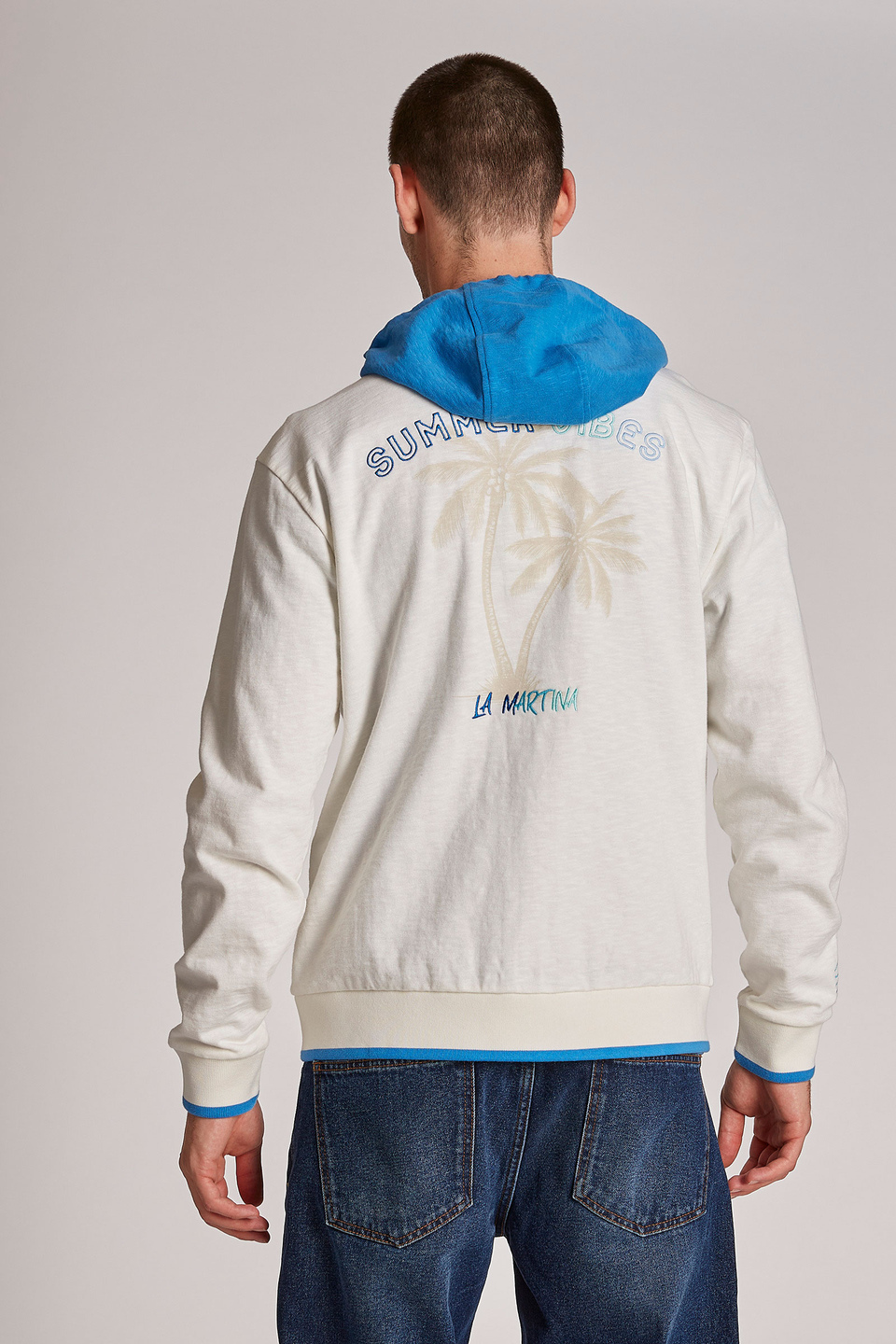 Men's regular-fit hoodie in 100% cotton fabric - La Martina - Official Online Shop