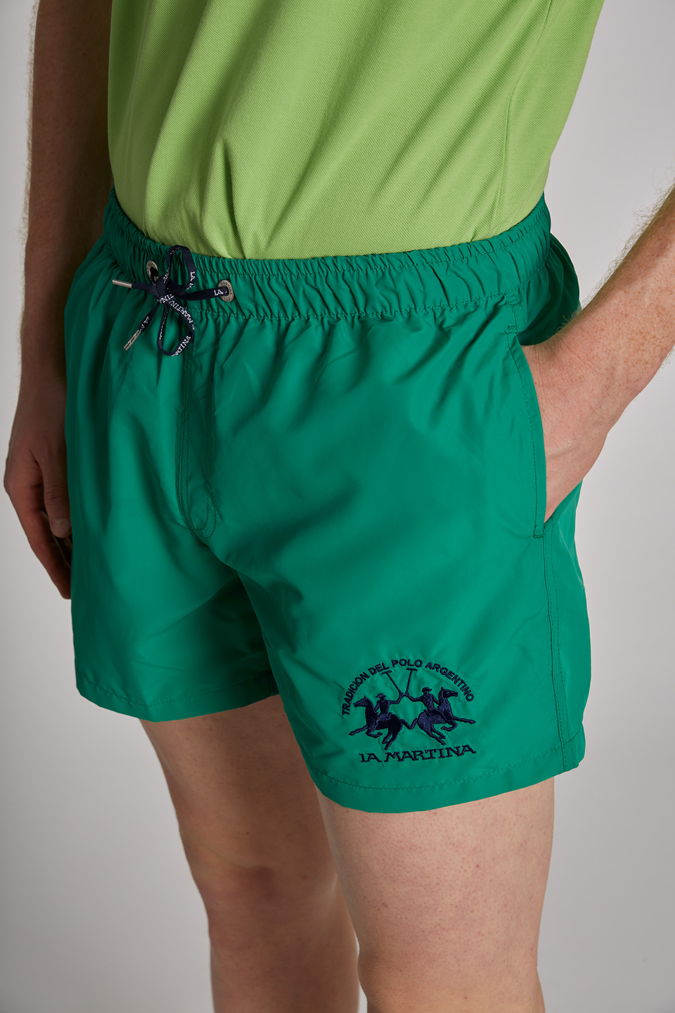 Regular-fit drawstring-embellished microfibre swim shorts - La Martina - Official Online Shop