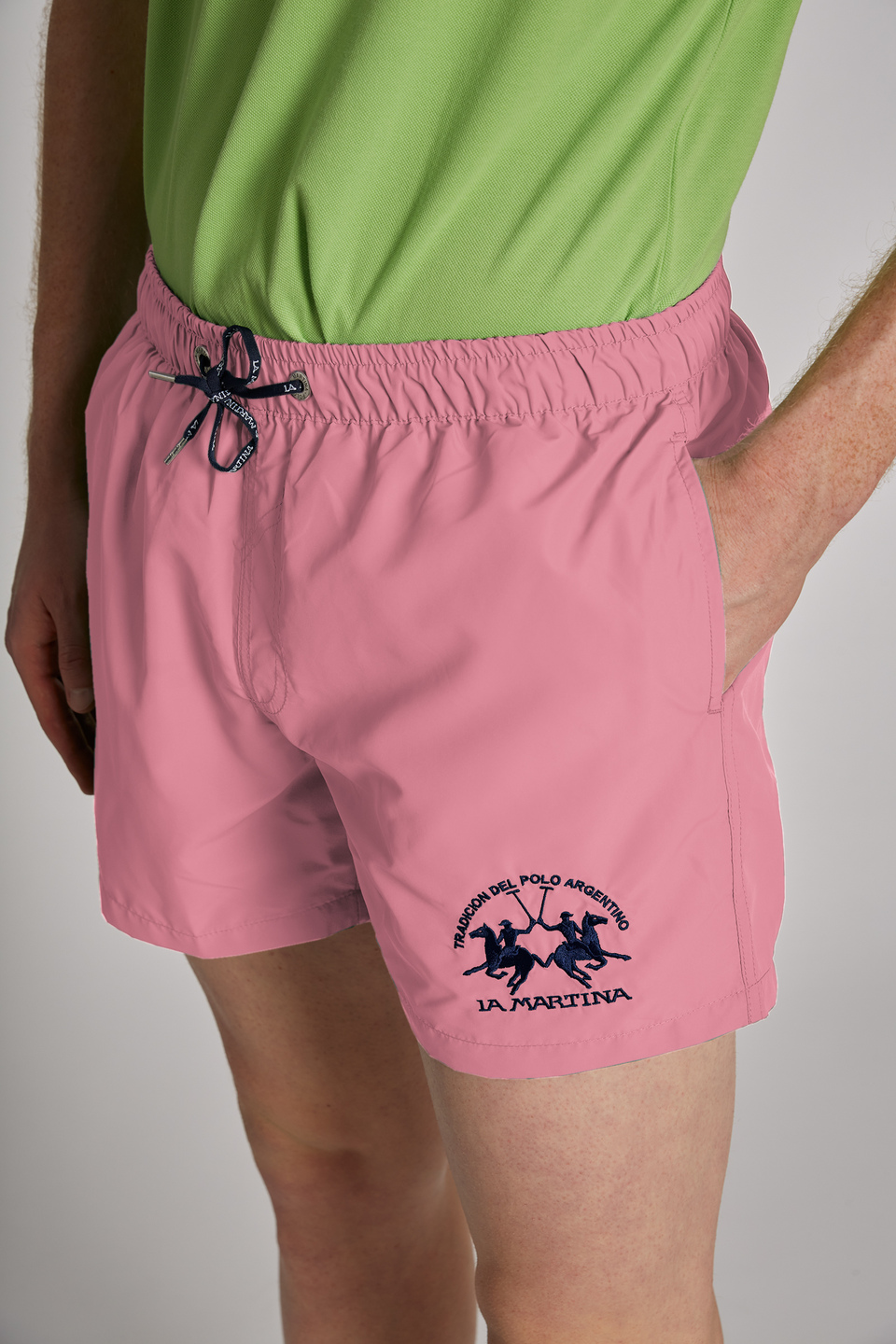 Regular-fit drawstring-embellished microfibre swim shorts - La Martina - Official Online Shop