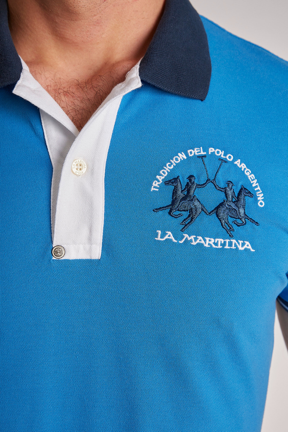 Polo da uomo a maniche corte in cotone elasticizzato slim fit - La Martina - Official Online Shop
