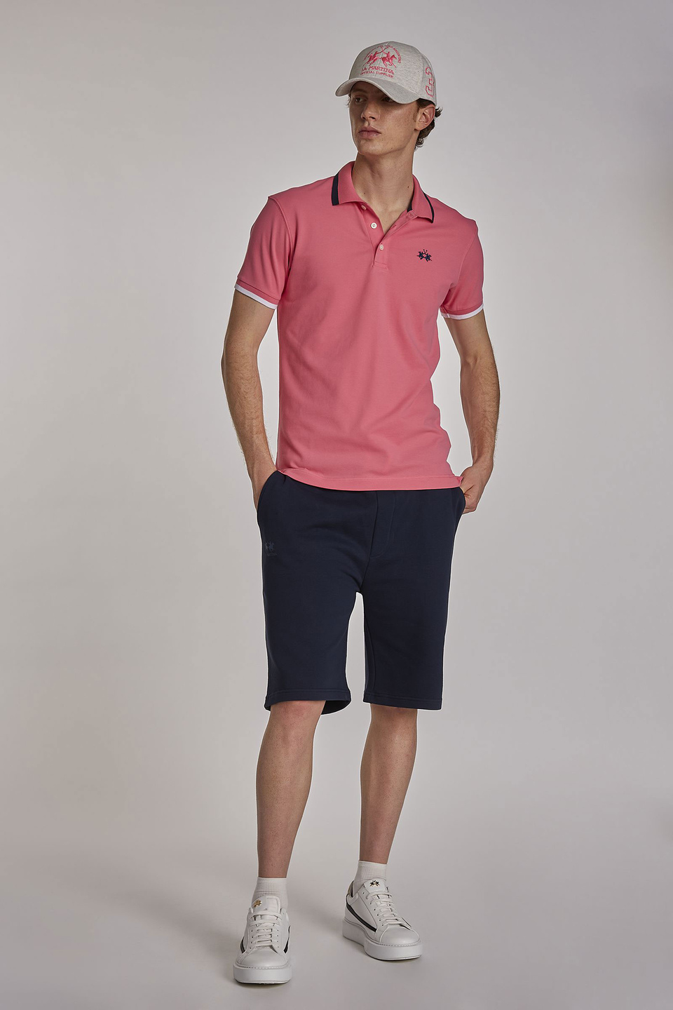 Polo homme en coton stretch à manches courtes et coupe slim - La Martina - Official Online Shop