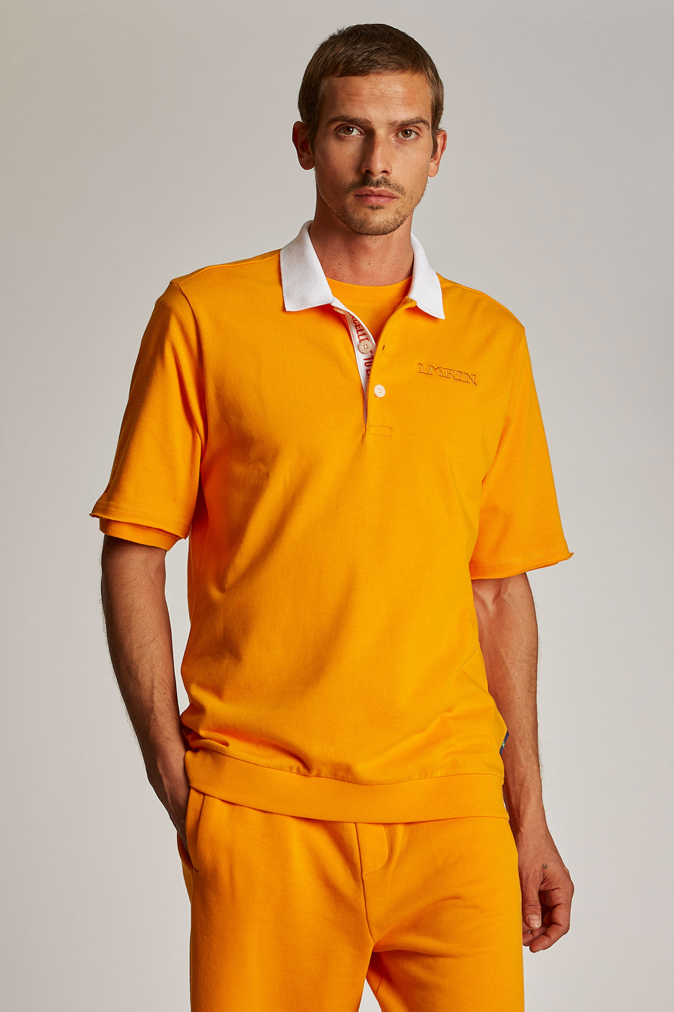 Polo oversize homme à manches courtes et col de couleur contrastante - La Martina - Official Online Shop