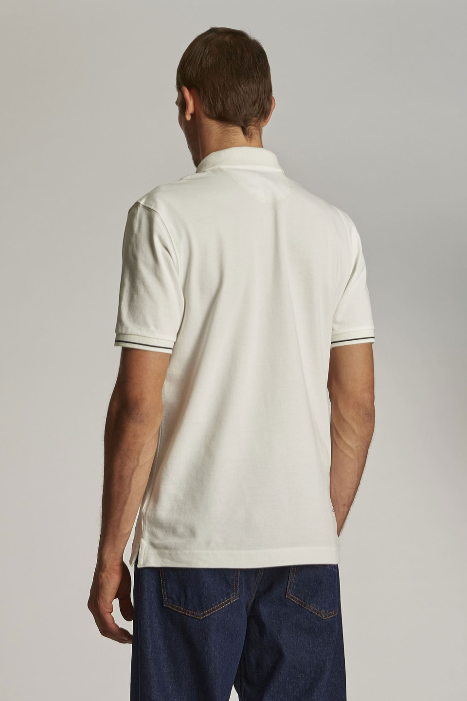 Men's plain-coloured short-sleeved, regular-fit polo shirt - La Martina - Official Online Shop
