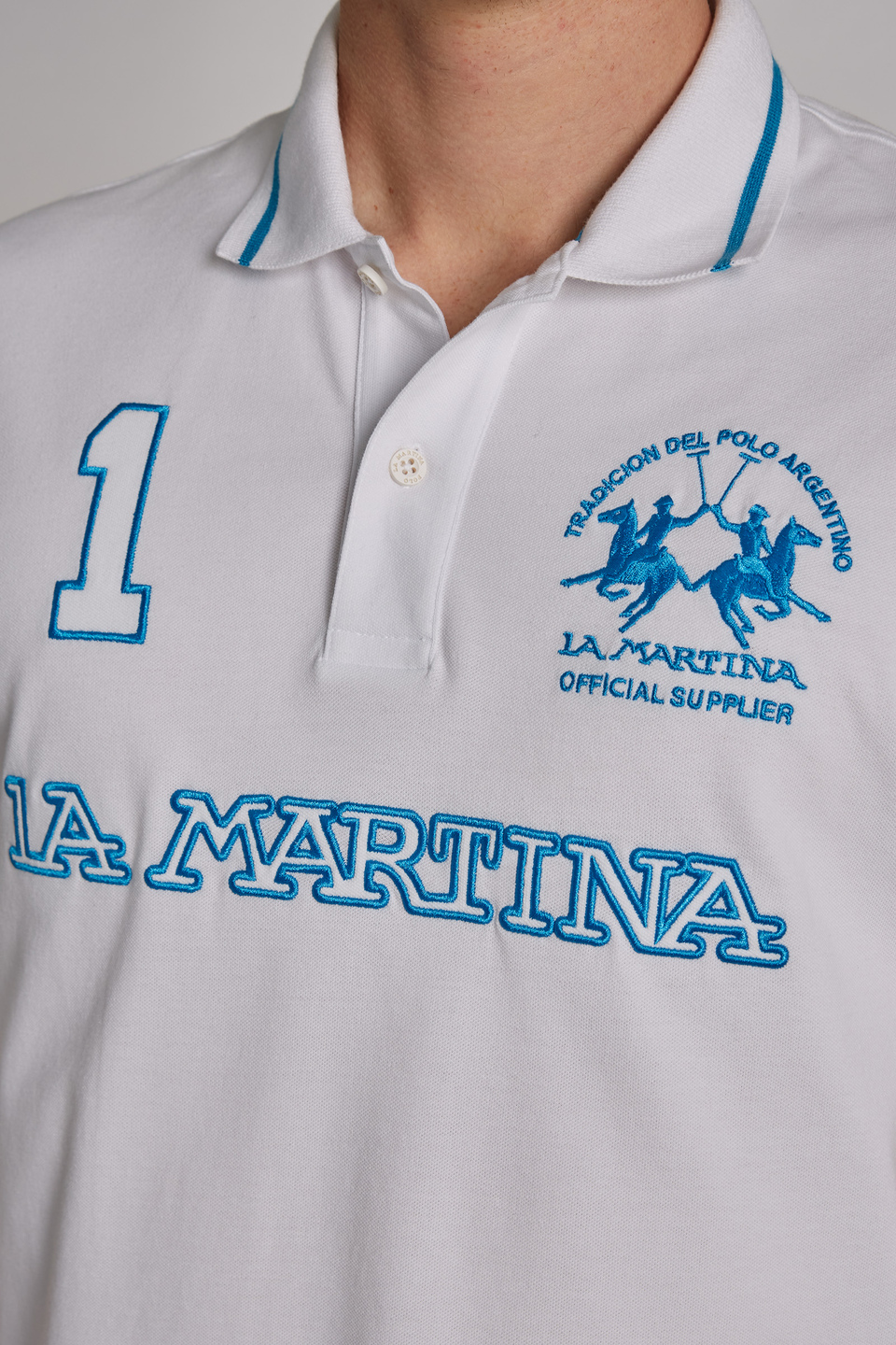 Polo de hombre de manga corta de algodón elástico, corte regular - La Martina - Official Online Shop