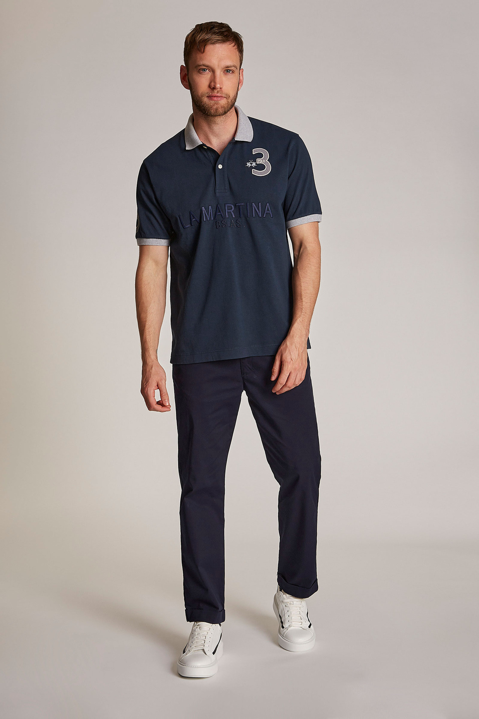 Polo oversize homme à manches courtes de couleur unie - La Martina - Official Online Shop