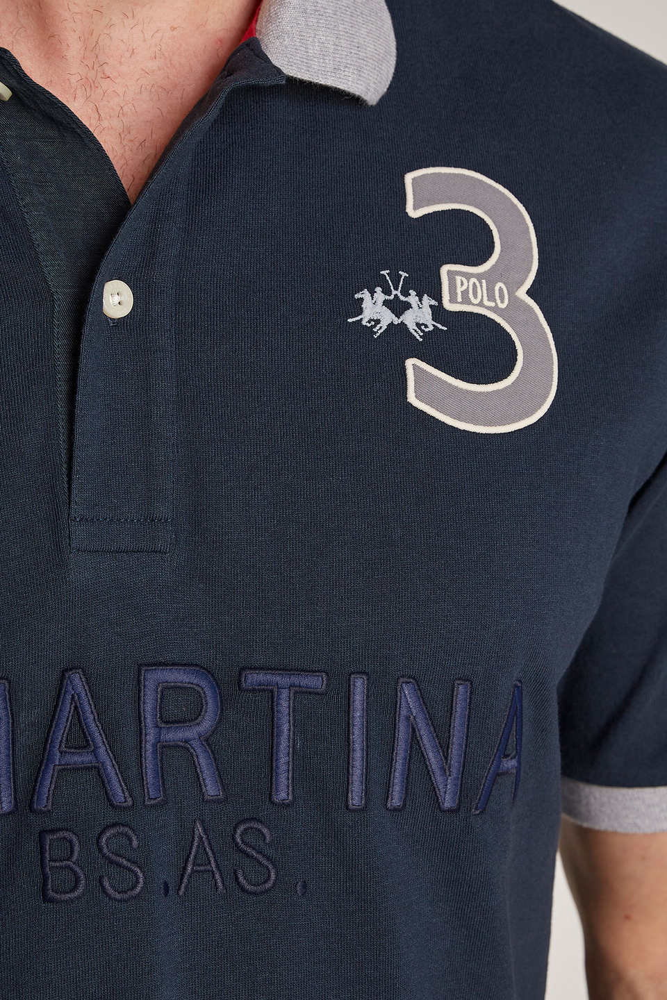 Men's oversized plain-coloured short-sleeved polo shirt - La Martina - Official Online Shop