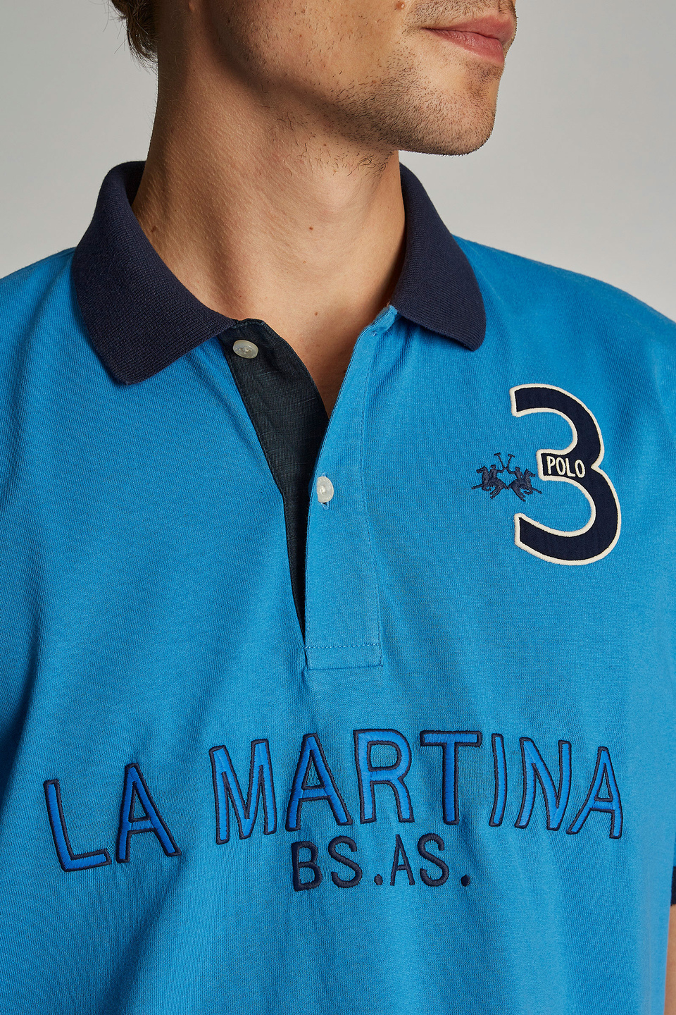 Men's oversized plain-coloured short-sleeved polo shirt - La Martina - Official Online Shop