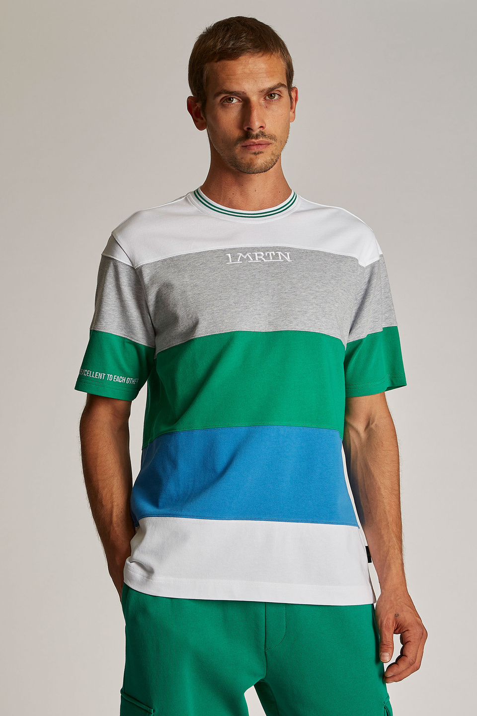 T-shirt homme à manches courtes, col de couleur contrastante et coupe oversize - La Martina - Official Online Shop