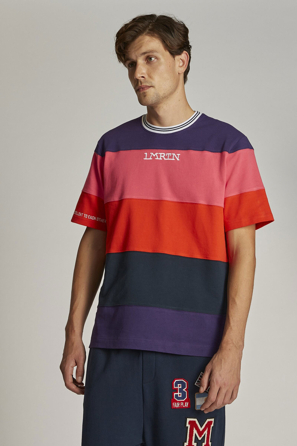 T-shirt da uomo a maniche corte con colletto a contrasto modello over - La Martina - Official Online Shop