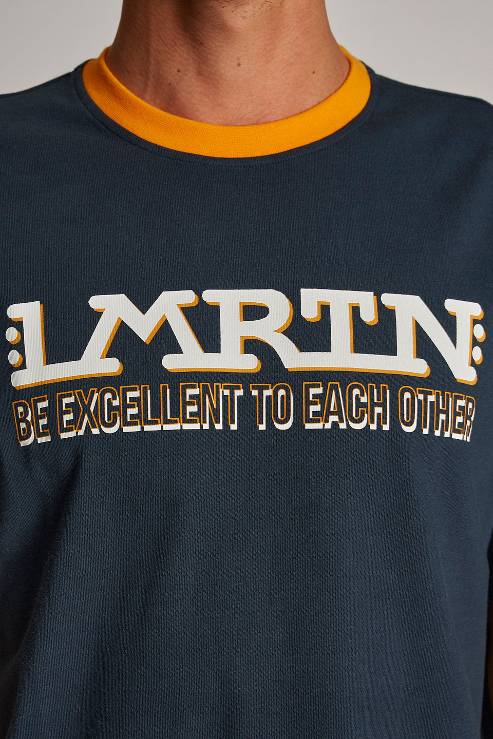T-shirt homme à manches courtes, col de couleur contrastante et coupe oversize - La Martina - Official Online Shop