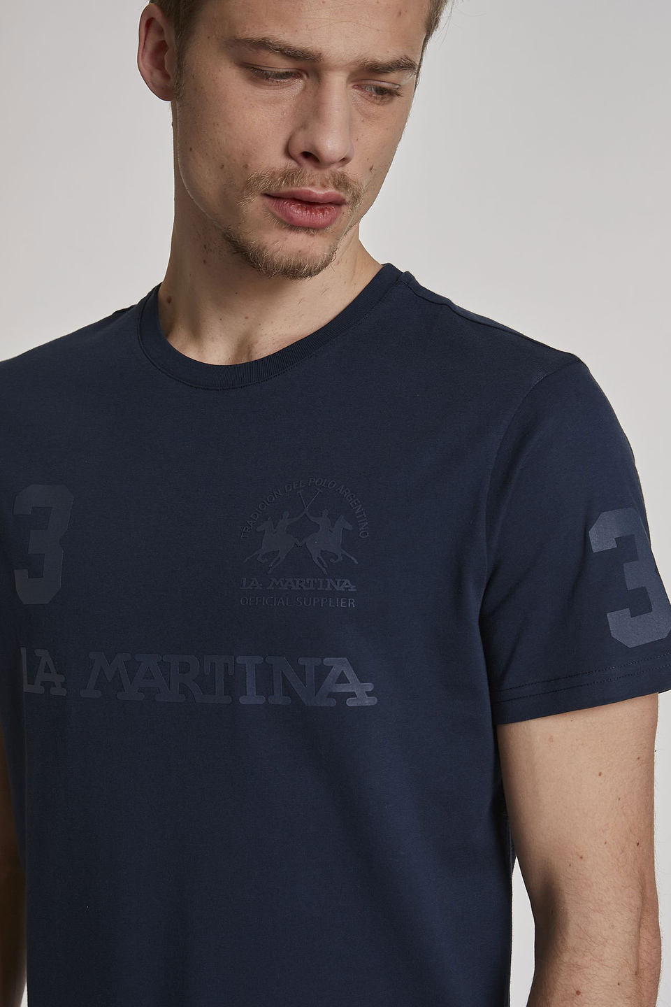 Men's short-sleeved regular-fit cotton T-shirt - La Martina - Official Online Shop