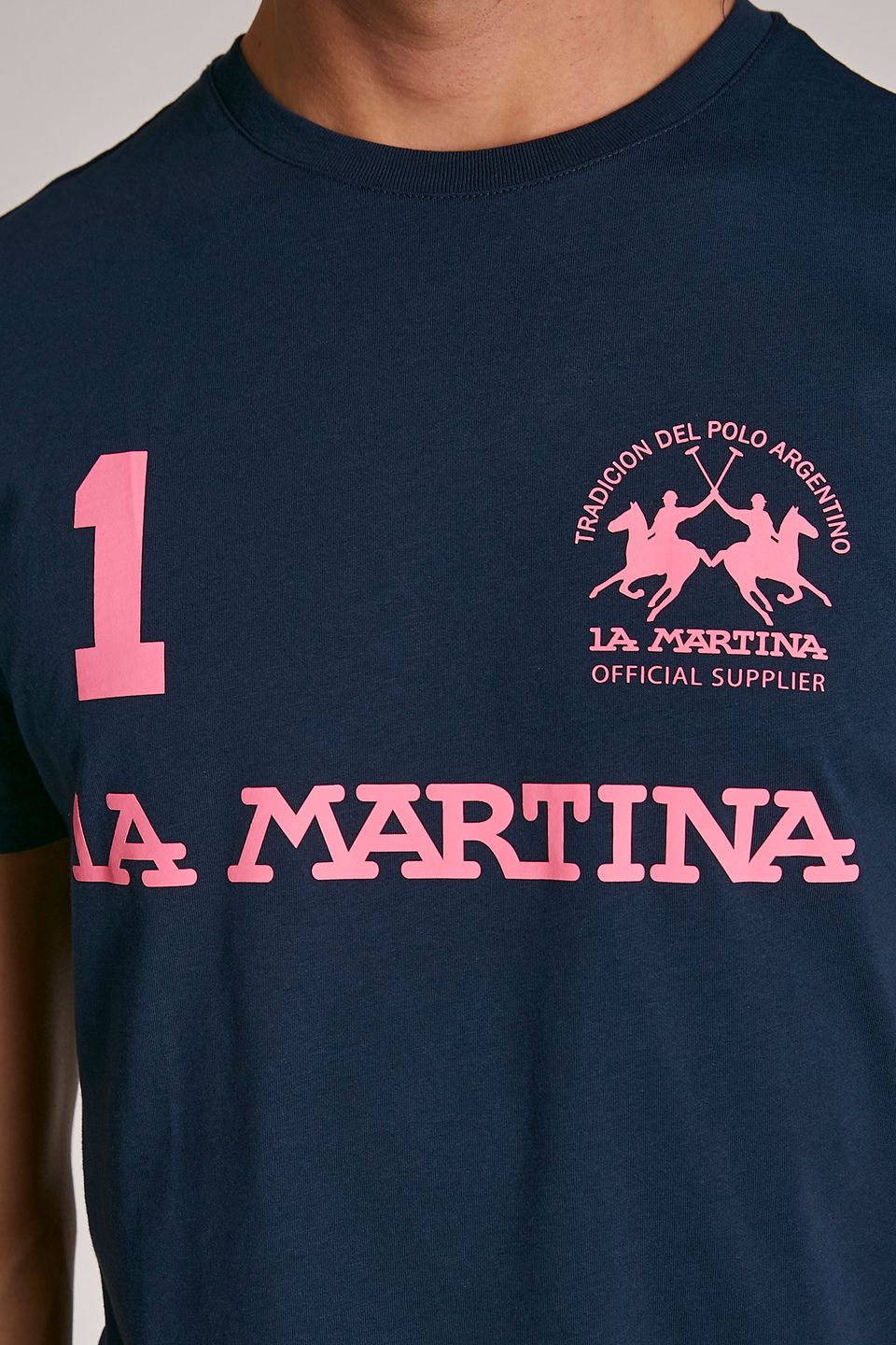 Men's short-sleeved regular-fit cotton T-shirt - La Martina - Official Online Shop