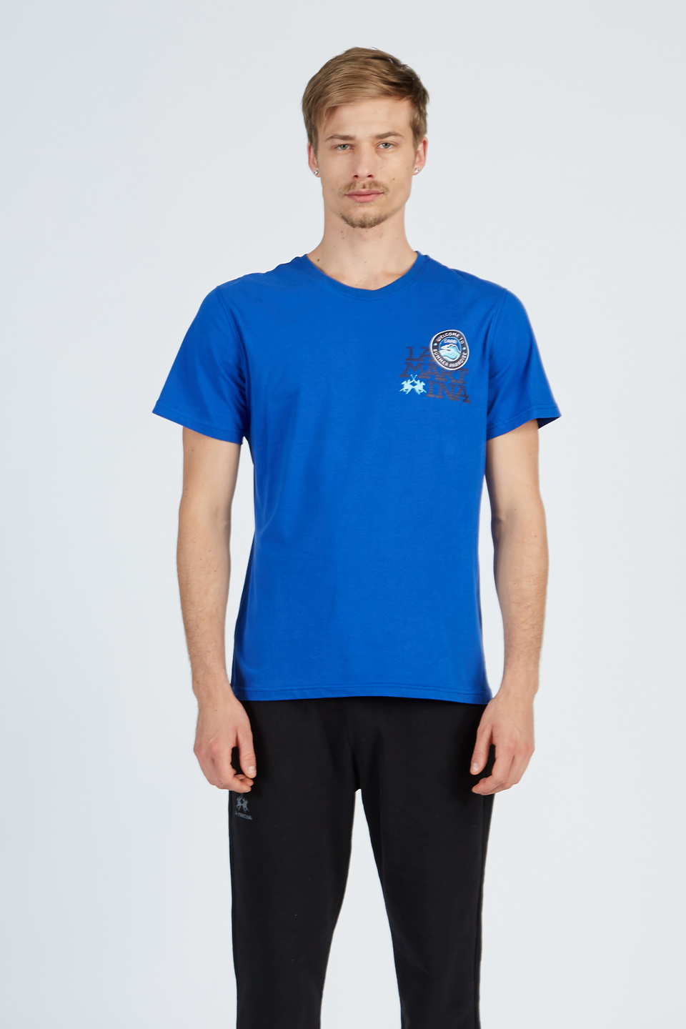Men's cotton T-shirt with a print on the back - La Martina - Official Online Shop