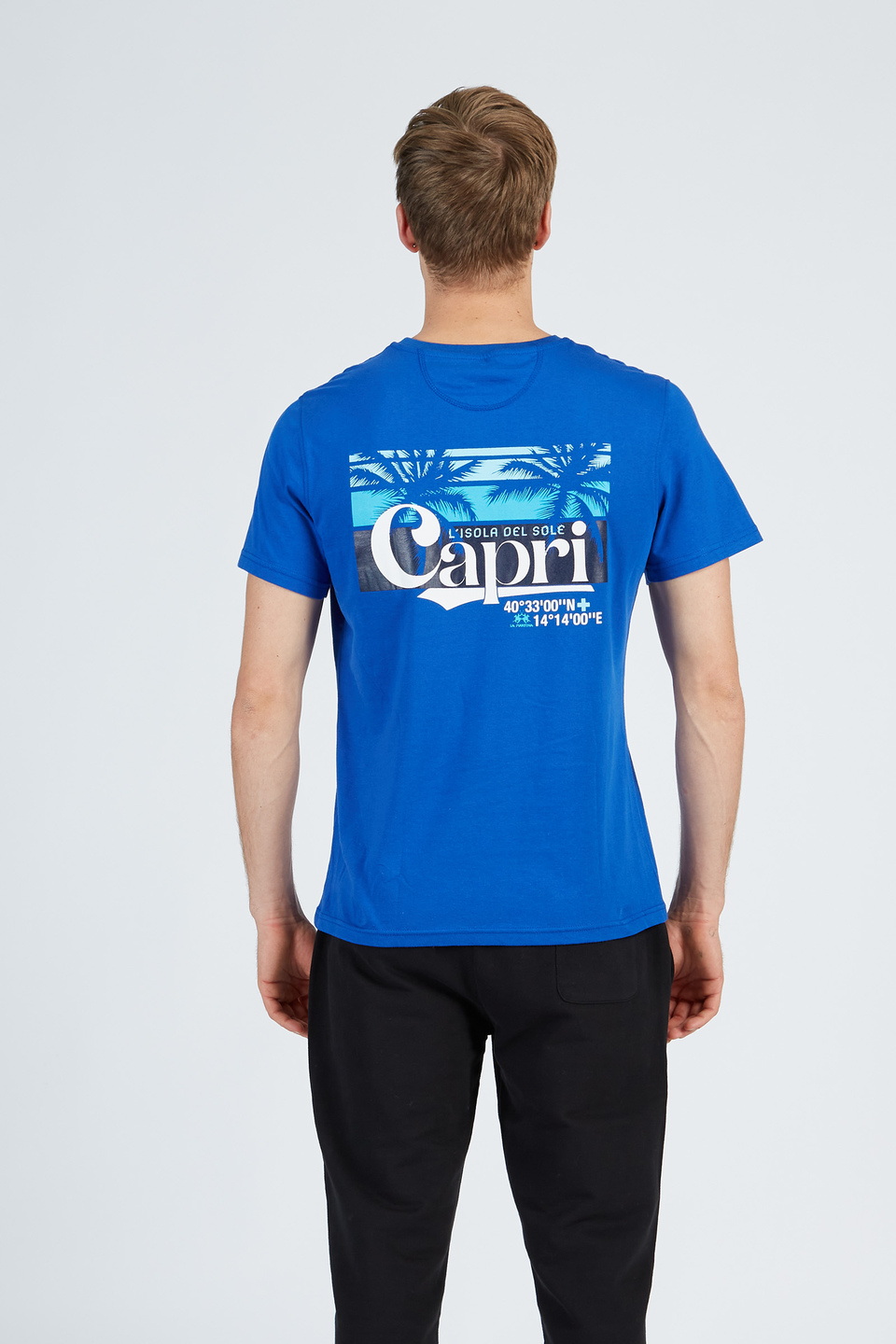 Men's cotton T-shirt with a print on the back - La Martina - Official Online Shop