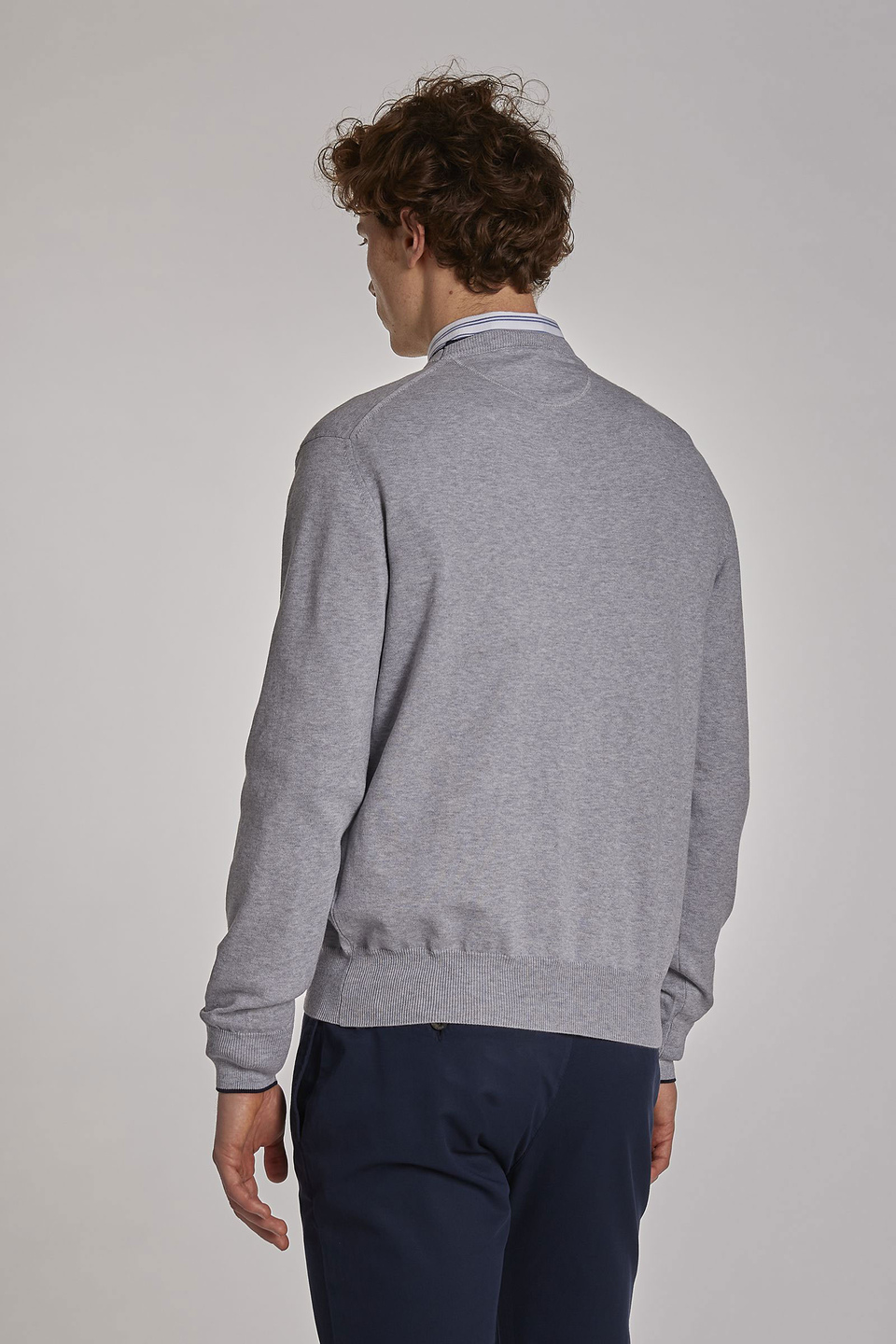 Men's long-sleeved regular-fit cotton crew-neck sweater - La Martina - Official Online Shop