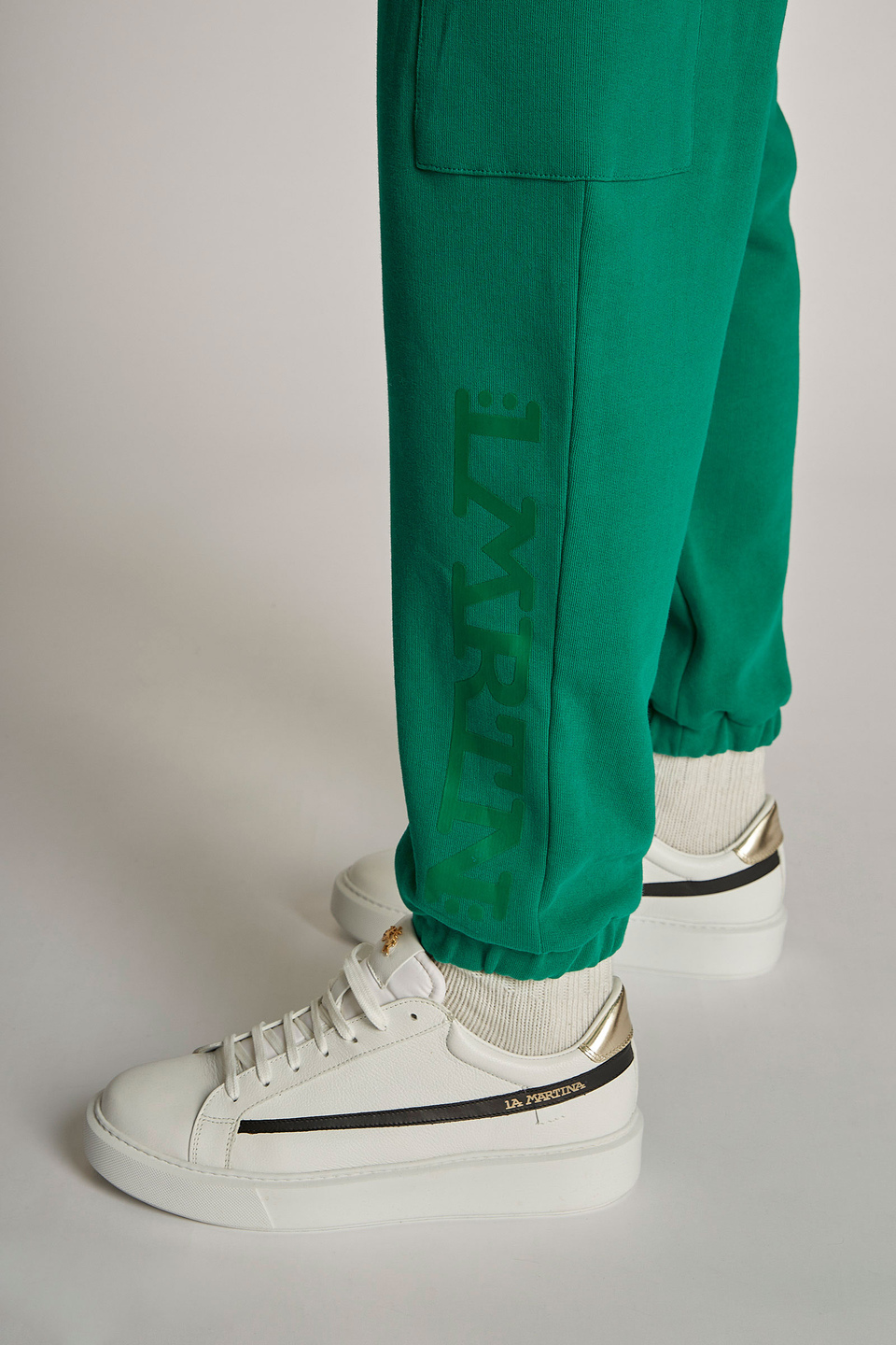 Pantalon homme style jogging en coton coupe oversize - La Martina - Official Online Shop