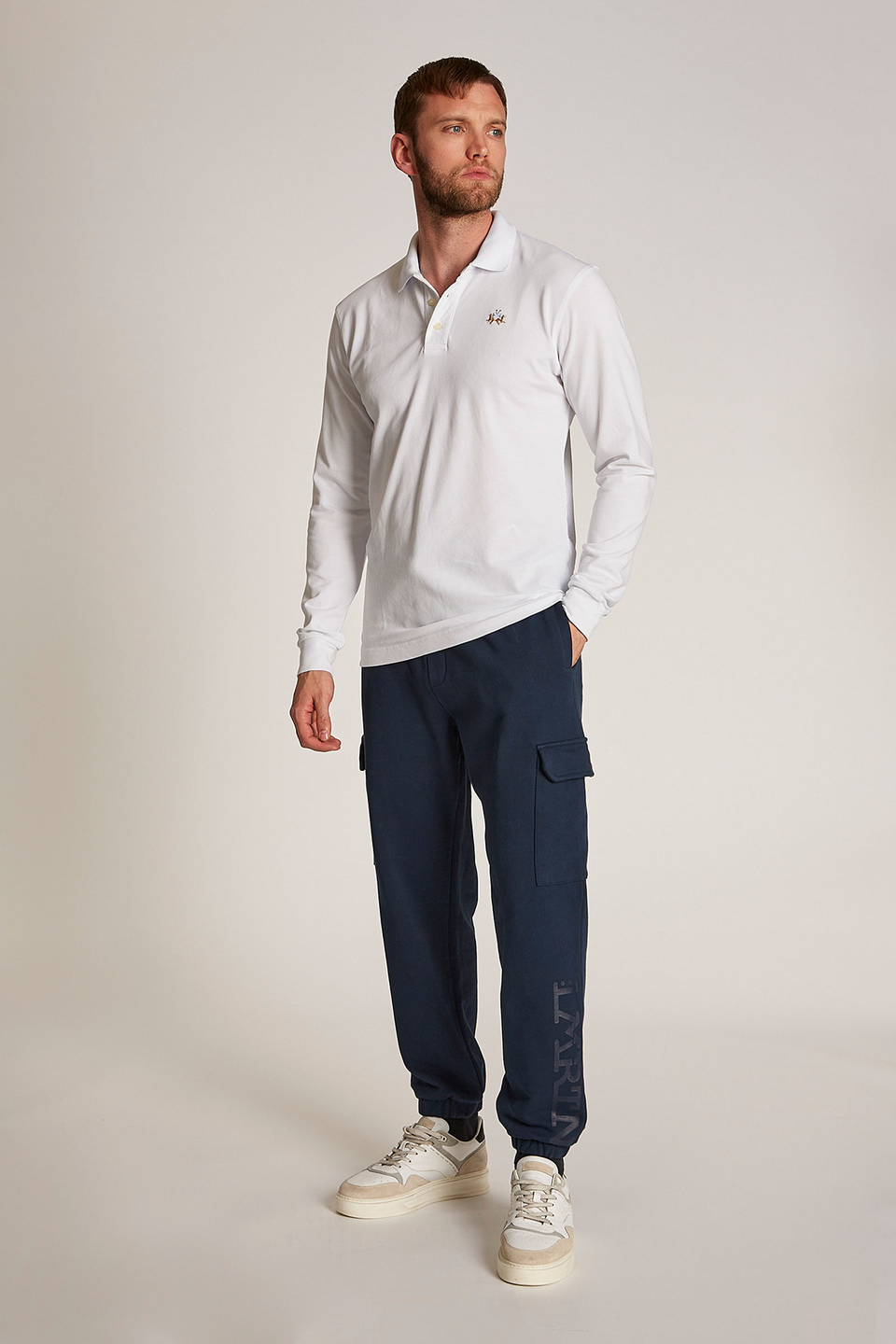 Pantalon homme style jogging en coton coupe oversize - La Martina - Official Online Shop