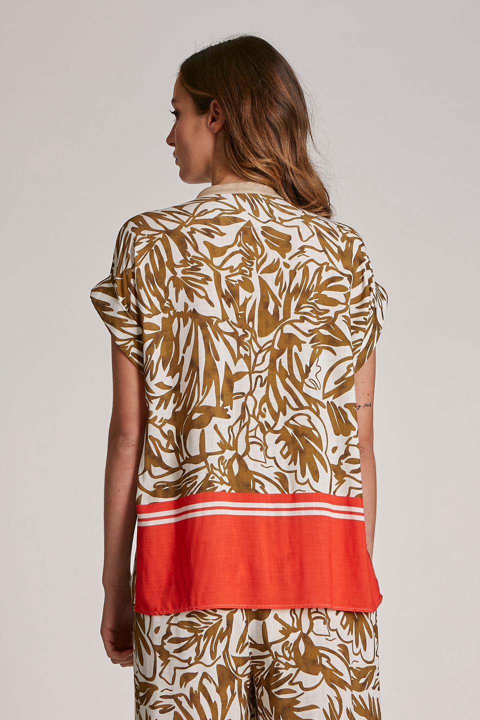 Camisa de mujer de viscosa, estampado floral, corte regular - La Martina - Official Online Shop