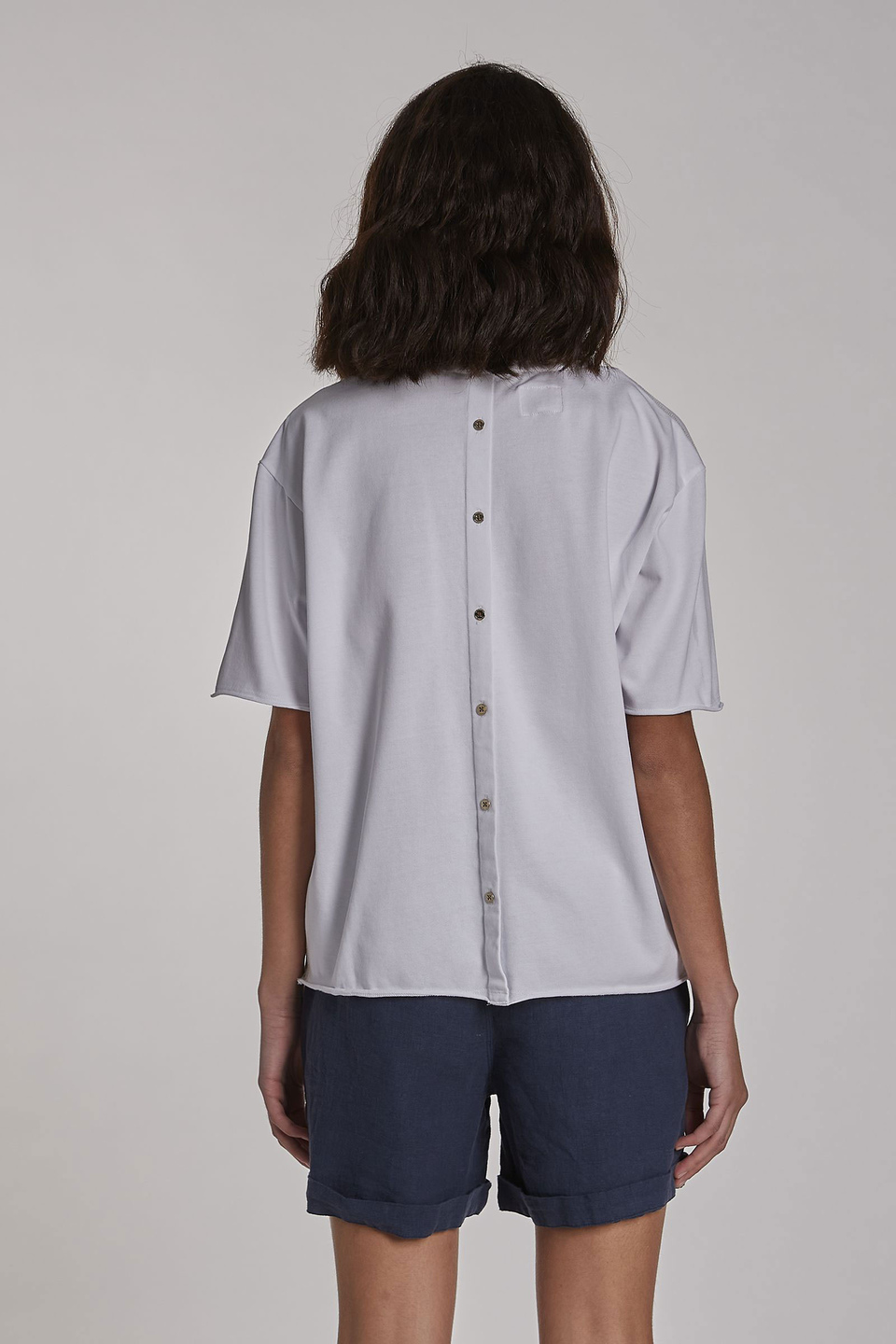 T-shirt femme en coton à logo et coupe classique - La Martina - Official Online Shop