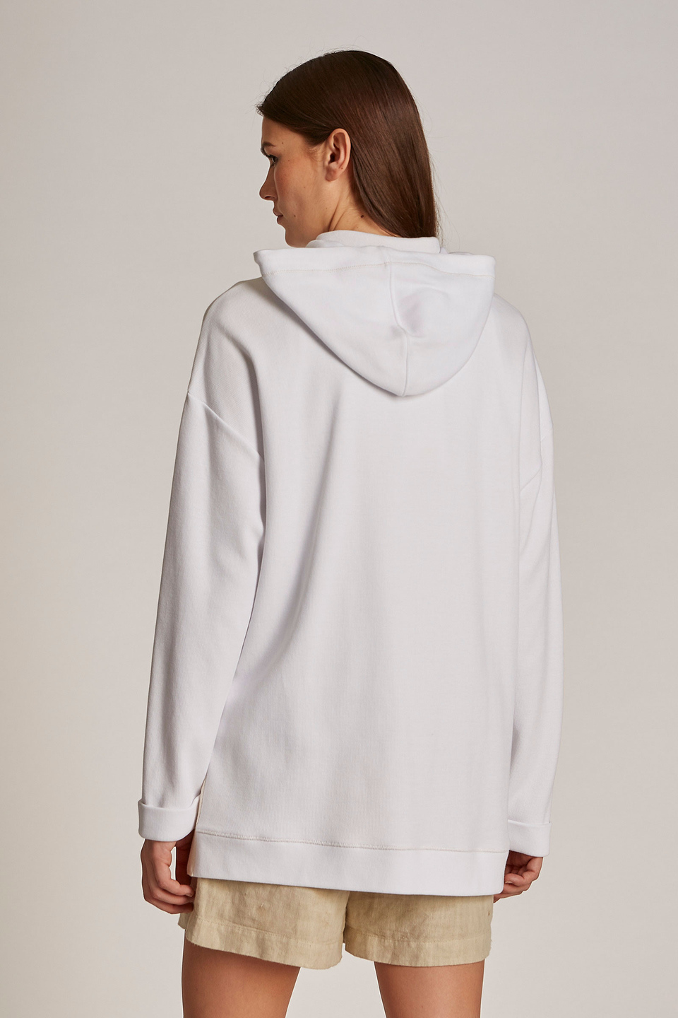 Sweat-shirt femme en coton avec logo en strass et coupe classique - La Martina - Official Online Shop