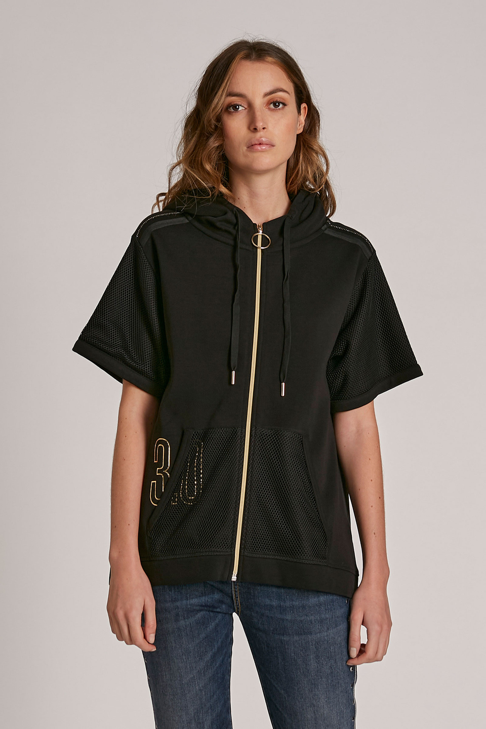 Women's regular-fit zip-up cotton sweatshirt - La Martina - Official Online Shop