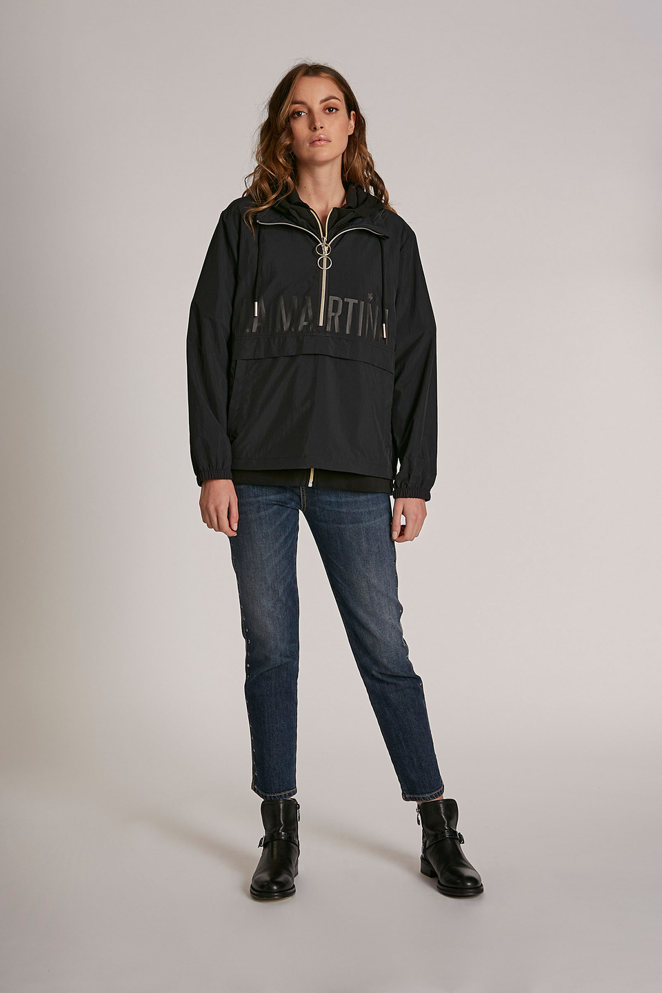 Sweat-shirt zippé femme en coton coupe classique - La Martina - Official Online Shop