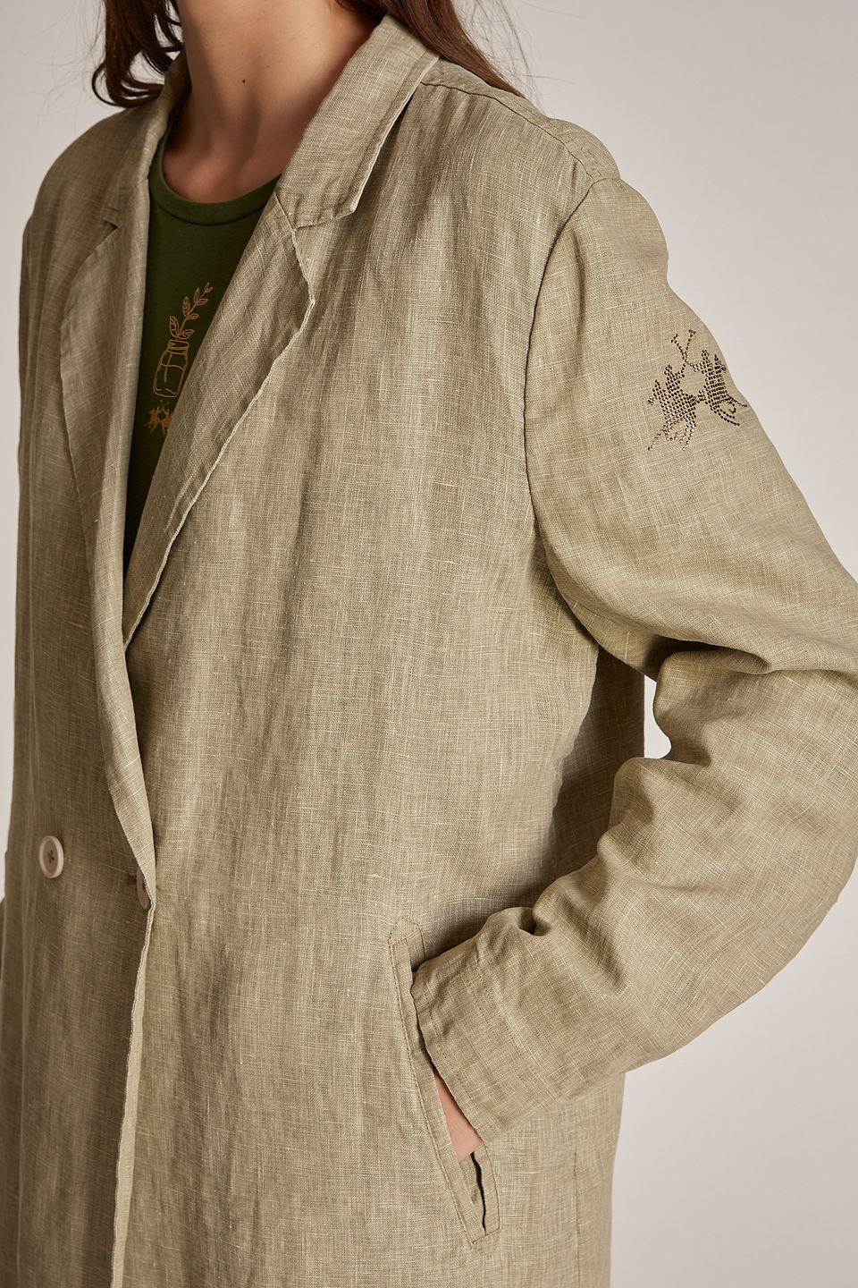 Women's regular-fit soft linen jacket - La Martina - Official Online Shop