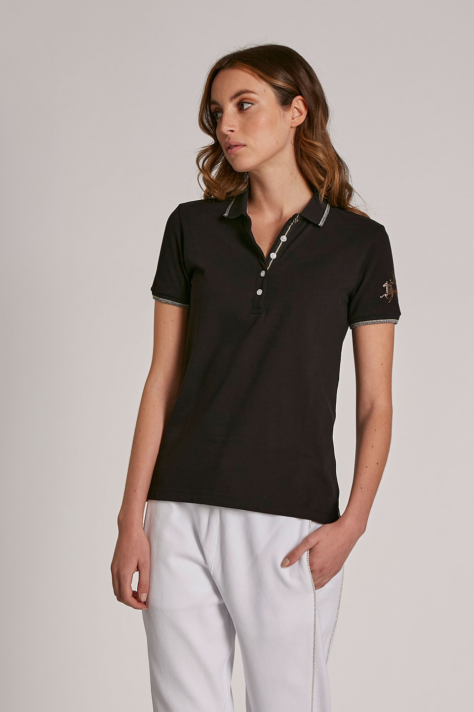 Women's short-sleeved regular-fit piqué polo shirt - La Martina - Official Online Shop