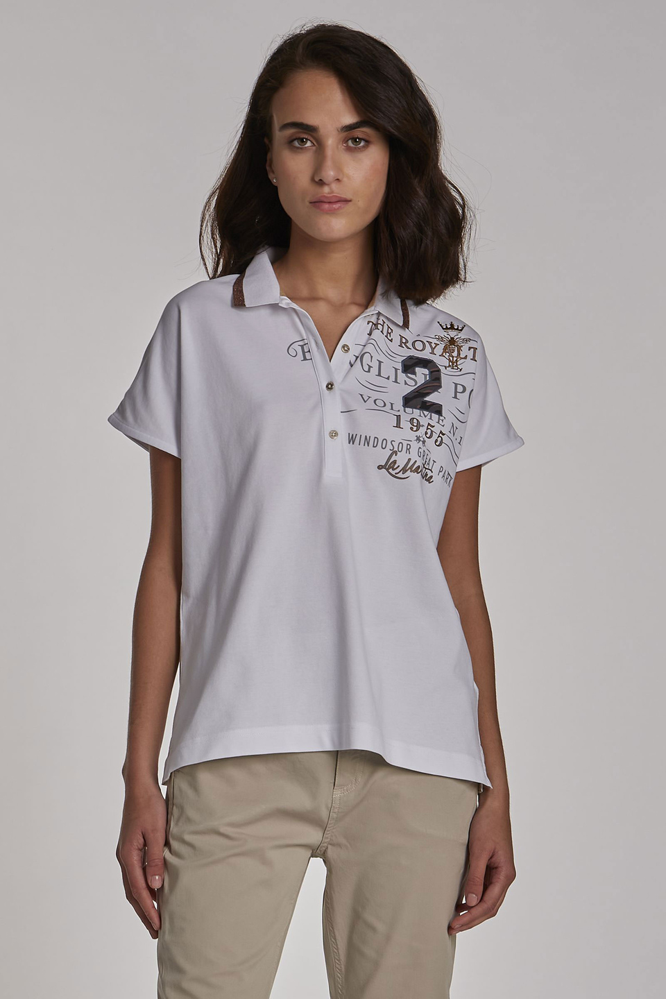 Women's short-sleeved regular-fit piqué polo shirt - La Martina - Official Online Shop