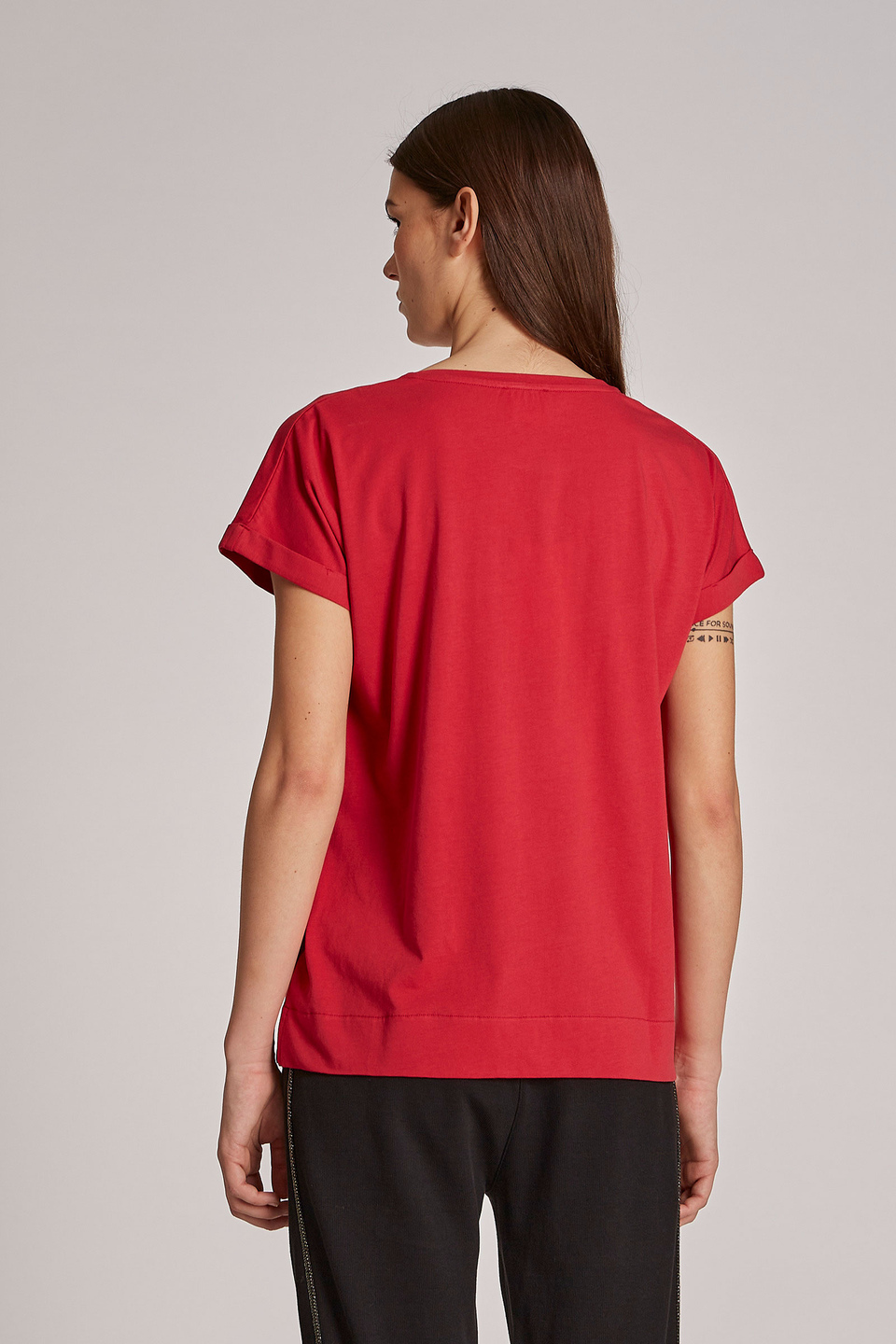 Camiseta de mujer de algodón 100 % con estampado del logotipo, corte regular - La Martina - Official Online Shop