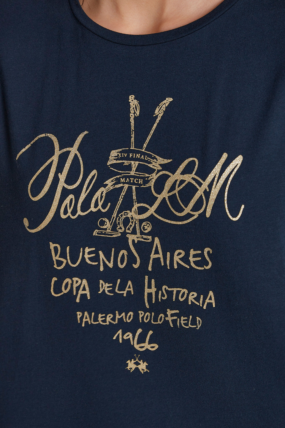 Camiseta de mujer de algodón 100 % con estampado del logotipo, corte regular - La Martina - Official Online Shop
