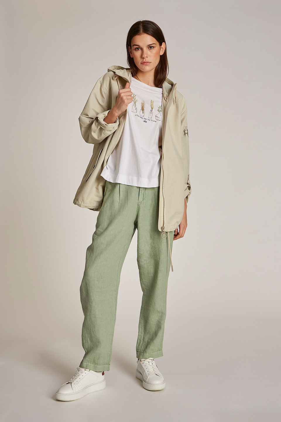 Women's regular-fit linen trousers - La Martina - Official Online Shop