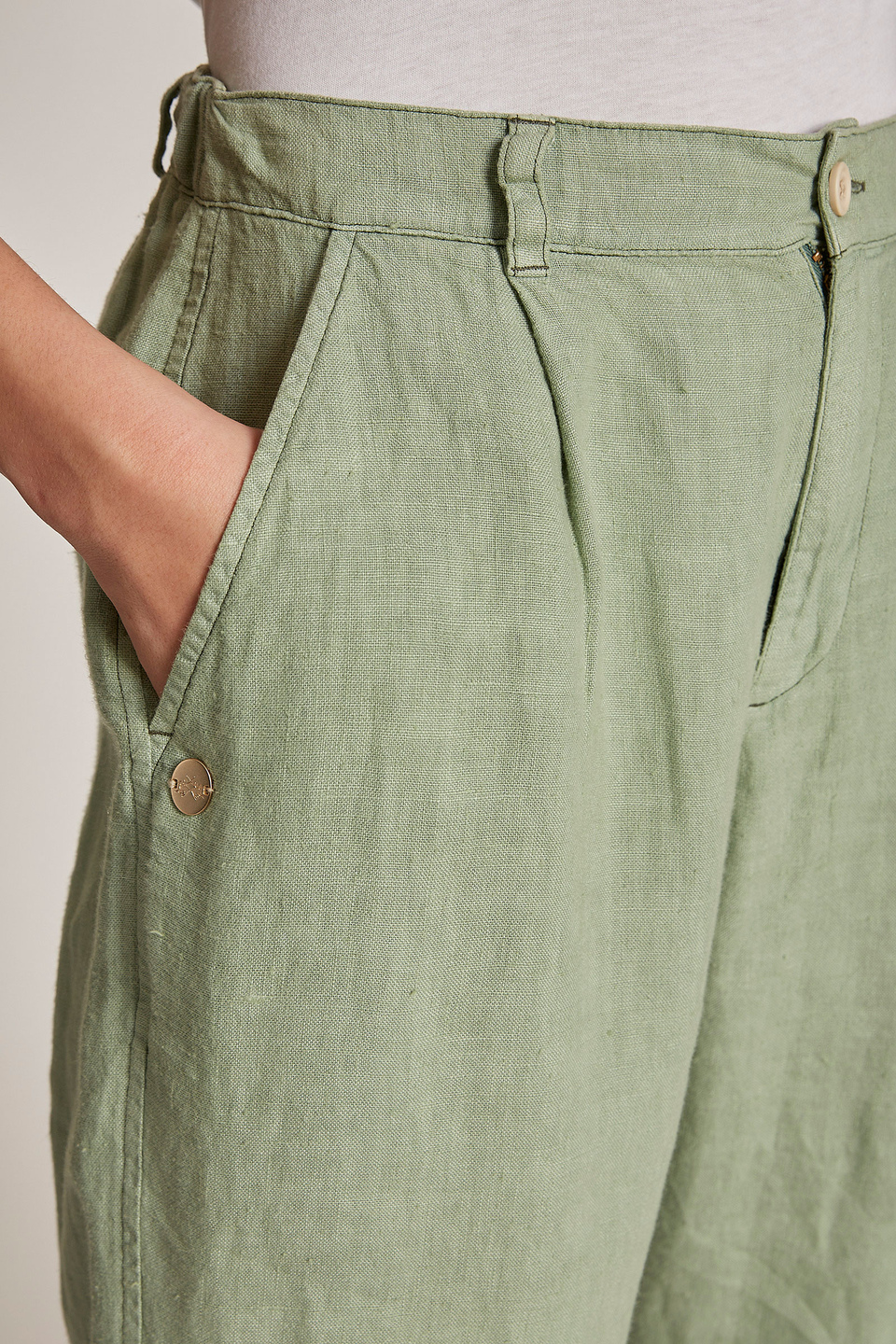 Pantalon femme en lin coupe classique - La Martina - Official Online Shop