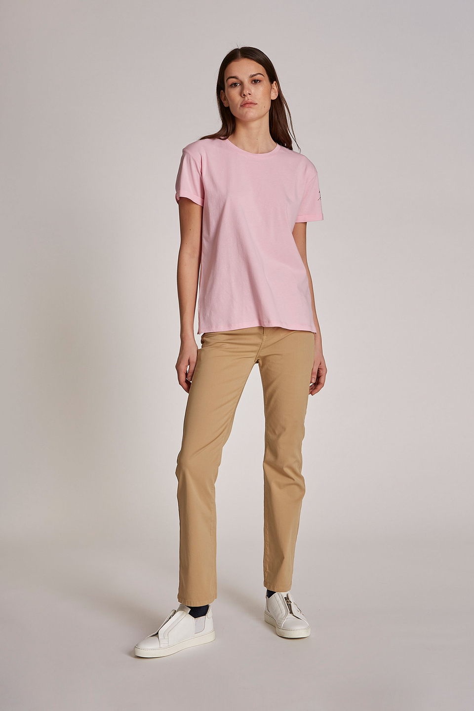 Pantalón de mujer con cinco bolsillos de algodón elástico, corte regular - La Martina - Official Online Shop