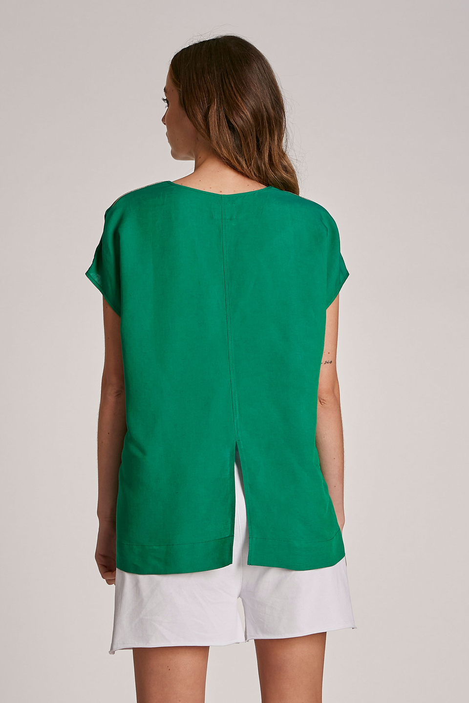 Blusa da donna in viscosa misto lino regular fit - La Martina - Official Online Shop