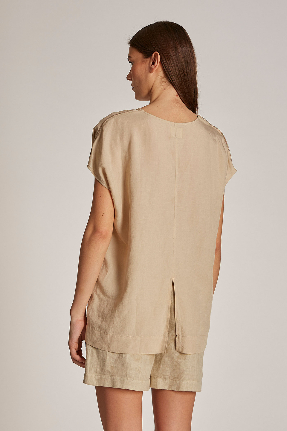 Blusa da donna in viscosa misto lino regular fit - La Martina - Official Online Shop