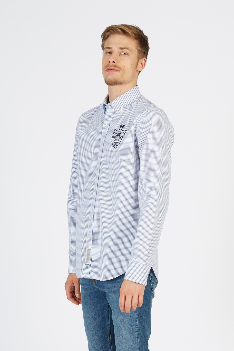 Chemise homme à manches longues en 100 % coton coupe droite - La Martina - Official Online Shop