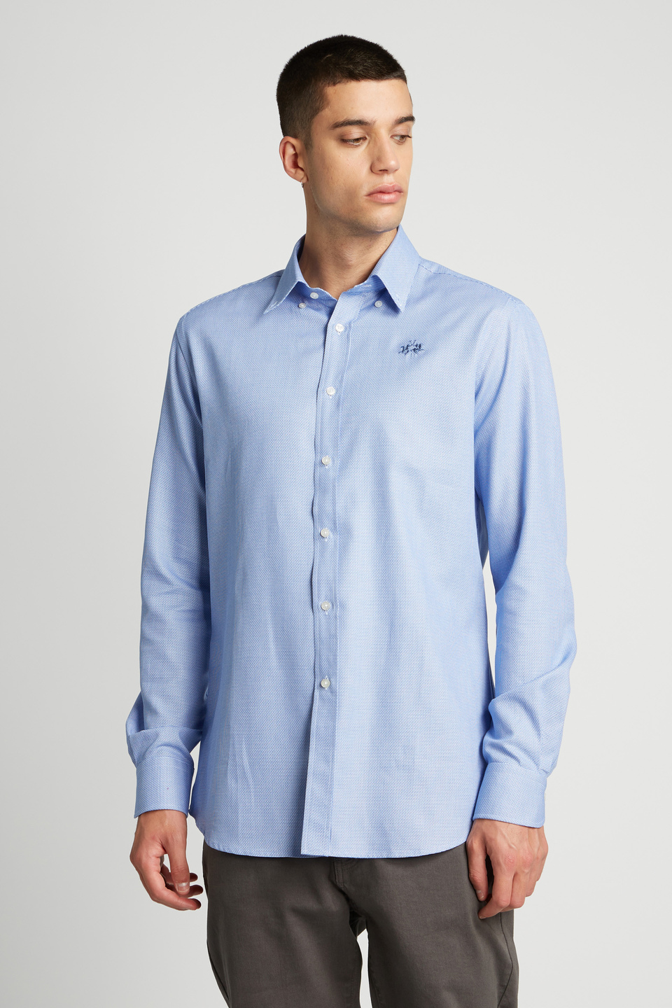 Plain-coloured cotton shirt - La Martina - Official Online Shop