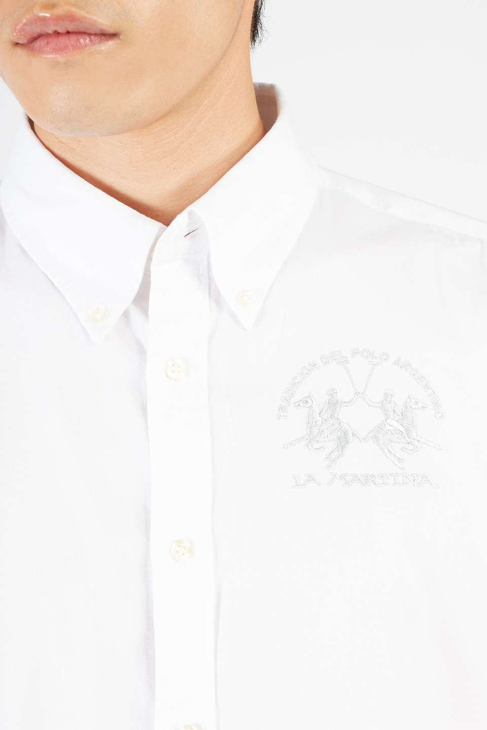 Hemd aus einfarbiger Baumwolle - La Martina - Official Online Shop