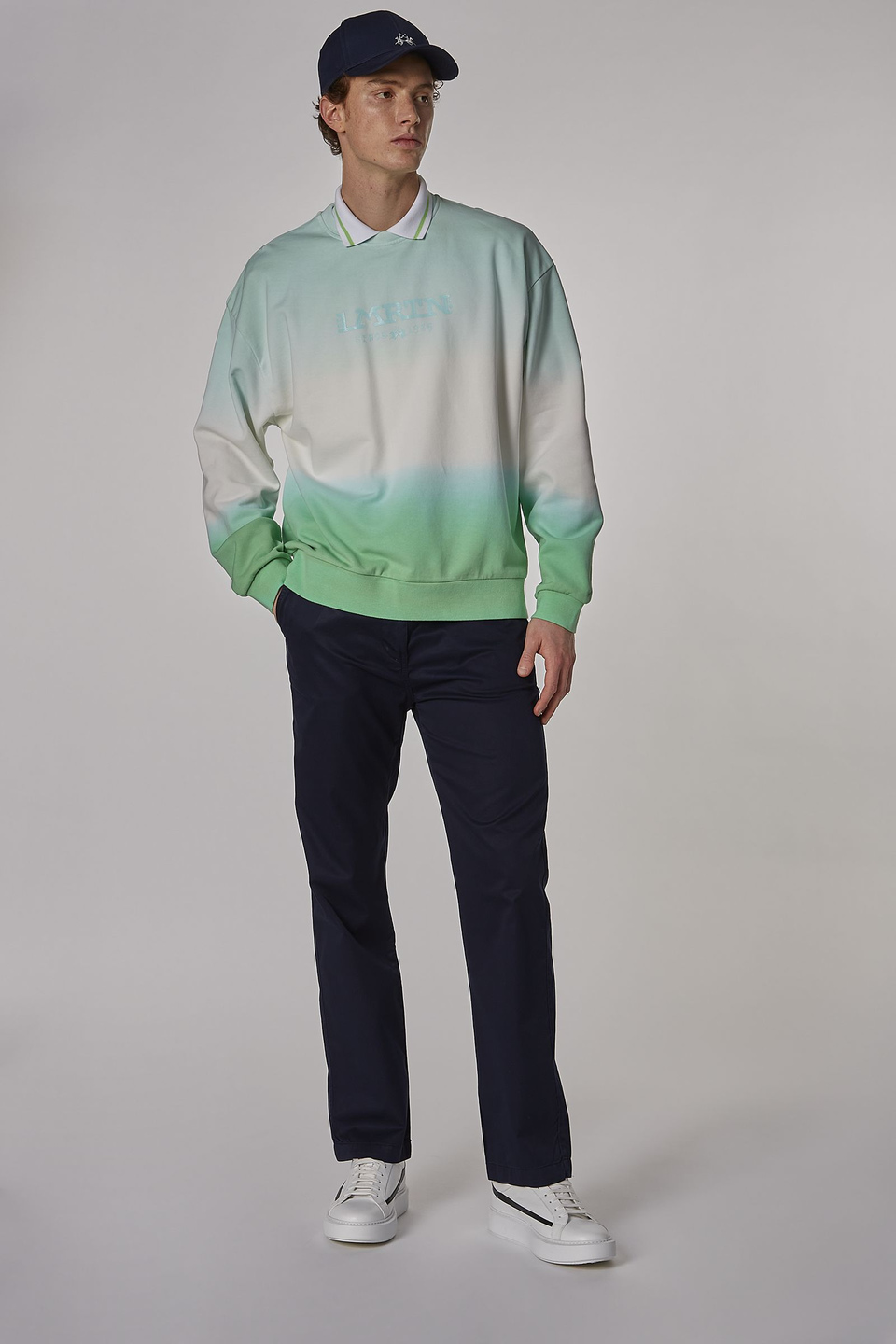 Men's oversized crew-neck sweatshirt in 100% cotton fabric - La Martina - Official Online Shop